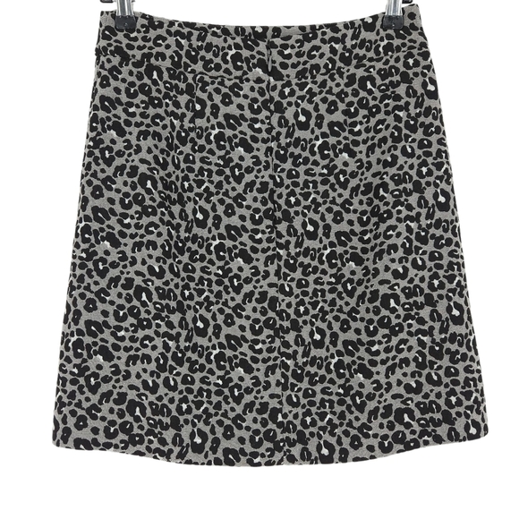Ann Taylor LOFT Flare Skirt Gray Leopard Lined Zip Back A Line Pockets 2 - Picture 3 of 6